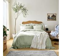 DIP & DOZE Organic Cotton Edged Duvet Cover Sateen Sage - Single