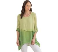 Dip Dye Layered Tunic Top - Khaki - S