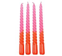 Dip Dye Spiral Candles Pink and Orange (Set of 4)