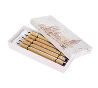 Dip Pen, 5Pcs Dip Pen Manga Calligraphy Boxed Vintage Bamboo Drawing Painting Kit School Supplies Round Nib for Art Class Card Writing (Flat Headed Pen tip)