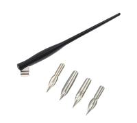 Dip Pen Holder with 4 Interchangeable Tip for Writing Art Drawing Obliqued Dip Holder Adjustable Removable Flange Cartooning Set