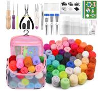 dipeer 228 Pcs Needle Felting Kit, 50 Colors Felting Kit for Beginners Adults with Felting Needles Storage Box Needle Felting Tools and Supplies for Beginners DIY Craft Lovers