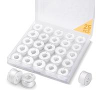 dipeer 25 Pcs Bobbins for Sewing Machine, White Sewing Machine Thread with Bobbin Case, Pre-Wound Bobbins Sewing Machine Accessories for Handheld Sewing Machine, Embroidery Machine