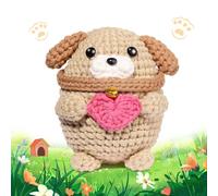 dipeer Beginners Crochet Kit, Complete Animal Crochet Yarn Set for Beginners and Adults Cotton-Nylon Blend Yarn Dog Crochet Kit Includes Step-by-Step Instruction and Video Tutorials