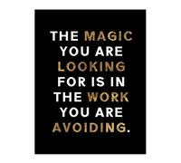 Dipen Parmar Magic Black Gold Motivational Quote Wall Art Print Artery8 Black W24 inch x H32 inch