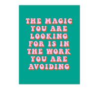 Dipen Parmar Magic Work Avoiding Pink Green Quote Wall Art Print Artery8 Green W24 inch x H32 inch