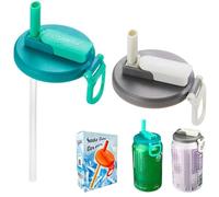 DIPESI 2 pack Soda Can Lids with straw, Soda Can Covers with Silicone straw BPA-Free Reusable For Fits standard For Canned Beverage, Beer, Juice,Seltzer (2_UK_A)