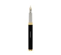 DIPLOMAT Nexus Gold Nib Fountain Pen with Ink Glass Black Nib Sizes F 14 Carat Handmade with Gift Box Fountain Pen Colour: Black/Gold
