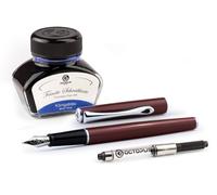 Diplomat Traveller Fountain Pen Set Dark Red, Octopus Ink and Converter