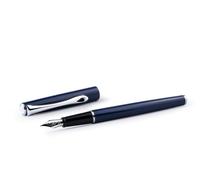 DIPLOMAT Traveller Navy Blue CT Fountain Pen (M) D40707025 | Sleek metal case for pen loops, cartridge converter system and polished stainless steel nib