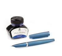 Diplomat Viper Fountain Pen Set Blue Guilloche Plate, Ink & Converter