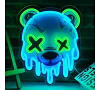dipomy Ice Bear Neon Sign, Cool Bear Led Sign for Wall Decor USB Powered Adjustable Brightness Anime Bear Led Light for Bedroom Bar Pub Party Man Cave Decor, Unique Gift for Teenage Boys