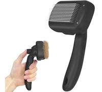 Dipoo Self Cleaning Shedding Brush - Skin Friendly Grooming Tool for Dogs, Cats, and Puppies, Deshedding and Hair Removal for Long and Short Haired Pets, Black