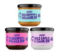 Dipp Flavour Explorers Variety Pack of Dips, Case of 3 x 230ml Jars | Wild Garlic & Chive, Red Pepper & Aubergine and Ploughman's Pickle | Plant Based | Gluten Free | Flavours to Pair with Crisps
