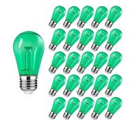 DIPPCO 25Pcs Colorful Plastic Led Bulbs Pipe 2W Waterproof IP44 E27 S14 220V Colored Bombilla for Outdoor Patio String Light Decor,Green