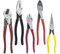 Dipped Plier Kit, Diagonal Cutting, Needle Nose, Side-Cutting High Leverage Linesman Pliers, Cutter and Crimper, 5-Piece