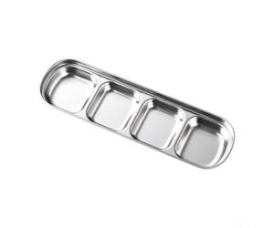 Dipping Bowls, Bowls for Dips, Stainless Steel Sauce Dishes for Grilling, 4-in-1 Multi Compartment Condiment Cups with Single Double Three Four Section Options, Gold & Silver Finish(sliver-D)