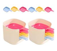 Dipping Sauce Plate and Holder Set, 6 Pcs Mini Dipping Sauce Plate and Holder, Home Kitchen Seasoning Dishes Bowls with Handle for Parties, Picnics, Party Dinner (2Set Colorful)