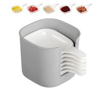 Dipping Sauce Plate and Holder Set, 6 Pcs Mini Dipping Sauce Plate and Holder, Home Kitchen Seasoning Dishes Bowls with Handle for Parties, Picnics, Party Dinner (White)