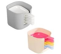 Dipping Sauce Plate and Holder Set 6PCS Small Bowls for Dips Mini Seasoning Dipping Bowls Food Grade Dipping Sauce Dishes with Handle Soy Sauce Plate(Gray+Colorful)