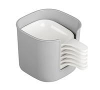 Dipping Sauce Plates and Holder Set, 6Pcs Dipping Sauce Plate & Holder Set, Plastic Dipping Dish with Storage Box, Mini Home Kitchen Seasoning Sauce Dishes Bowls (White)