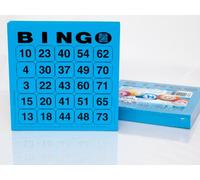 DiPrint 200 large printed Bingo cards for seniors system 25 from 75 (blue)