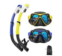 DIPUKI Snorkel Mask Set Adult Snorkel Mask Dry Snorkel Mask Snorkel Mask Swimming Goggles Diving Mask Youth Diving Mask (Blue+Yellow)