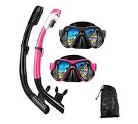 DIPUKI Snorkel Mask Set for Adults - Dry Snorkel Mask, Snorkeling Set - Black + Pink (Pack of 2)