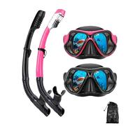 DIPUKI Snorkel Mask Set for Adults - Dry Snorkel Mask, Snorkeling Set - Black + Pink (Pack of 2)