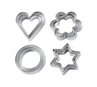 DIPZO 12PCS Cookie Cutter Set, Stainless Steel Biscuit Cutters with Star, Heart, Round, Flower Shapes for Baking Pastry, Kitchen Baking Valentine's Day & Christmas