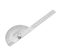 DIPZO 180° Stainless Steel Protractor Angle Finder Tool, 10cm Precision Measuring Ruler with Adjustable Round Head Scale for Woodworking, Metalworking, Engineering, DIY Projects