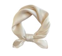 DIPZO 21" Neck Scarf for Women, 100% Mulberry Silk Solid Scarf for Hair, Neck, Sleeping, Bags & Fashion Accessories, Creamy White