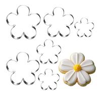 DIPZO 6PCS Flower Cookie Cutters Set, Stainless Steel Pastry and Biscuit Cutters for Baking and Cake Decorating, Flower Shaped Molds for Christmas, Easter, Birthdays, Baby Shower