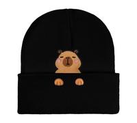 DIPZO Capybara Beanie Hat for Women and Men, Embroidered Knit Hat, Winter Warm Cap, Cute Animal Cartoon Themed Gift for Capybara Lovers Christmas Birthday