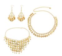 DIPZO Egyptian Costume Accessories Hair Clips and Necklace for Cleopatra Party and Belly Dance Festival Performance