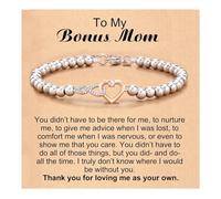 DIPZO Infinity Love Bracelets for Bonus Mom with Message Card, Adjustable Silver Bracelet, Jewelry Gift for Women Mom Mother-in-law Grandma from Daughter Son
