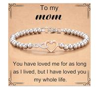 DIPZO Infinity Love Bracelets for Mom with Message Card, Adjustable Silver Bracelet, Jewelry Gift for Women Mom Mother Grandma from Daughter Son