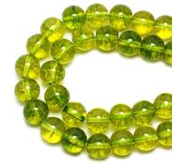 DIQIO 8mm Crackle Crystal Beads for Jewelry Making - Glass Round Loose Beads for Bracelets(45-48pcs, Olive Green Crystal)