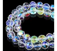 DIQIO 8mm Sparkle Crystal Beads for Jewelry Making - Faceted Round Loose Beads for Bracelets(65-72pcs, Crystal AB)