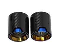 DIQXLGS 2pcs Car Exhaust Tip For B&MW F30 M335i M340i F32 F33 F36 M435i M440i Performance Carbon Fiber ID60mm Muffler Tip Tailpipe(Blue)