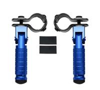 DIQXLGS CNC Aluminum Motorcycle Part Universal Pedals Folded Footrest Footpeg Motorcycles Scooters Bicycle Accessory 23-27mm Clamp(Blue)