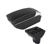 DIQXLGS For Hyundai I20 Car Armrest Car Storage Box Curved Surface Leather(Black red 7 USB)