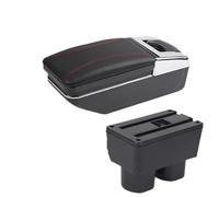 DIQXLGS For N&issan For Tiida C11 For Tiida For Latio Sylphy Car Armrest Box Interior Center Storage Box Car Accessories(A red line NO USB)