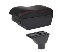 DIQXLGS For R&enault For Sandero Stepway Armrest Box Arm Elbow Rest Center Console Storage Case With Cup Holder(C1 Black red leather)