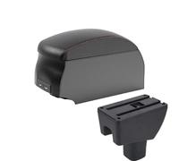 DIQXLGS For Toyota For Agya For Wigo Armrest Box Retrofit Parts Center Console With USB Interface Cup Holder(B1 Black Red double)
