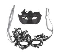 DIRBAK 2 Piezas Juego de Cobertura de Ojos para Fiesta de Disfraces Máscara de Media Cara con Purpurina Elegante para Bailes de Máscaras Fiestas Temáticas Plástico Negro Oro Plata (Negra)