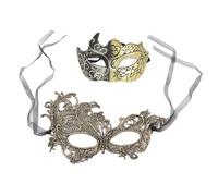 DIRBAK 2 Piezas Juego de Cobertura de Ojos para Fiesta de Disfraces Máscara de Media Cara con Purpurina Elegante para Bailes de Máscaras Fiestas Temáticas Plástico Negro Oro Plata (Oro)