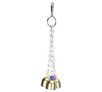 DIRBAK 3 piezas para mascotas, pájaros, loros, masticar, ligero, de acero inoxidable, 3 campanas, jaula colgante, divertido juego interactivo, hacer sonido, morder, duradero, seguro, no