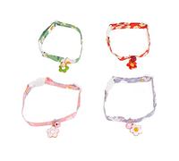 DIRBAK 4 piezas collar de gato de poliéster multiusos collar de seguridad para mascotas con campana para gatos pequeños perros mascotas collares de gatito ajustables para decoración
