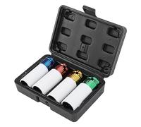 DIRBAK 4PCS Metric 1/2in Wheel Lug Nut Drive Impact Socket Set 4 Colour Coded Scratch Proof Universal Tool for Car Repair and Maintenance Molybdenum Nylon 17mm 19mm 21mm 22mm